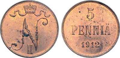 Лот №1002, 5 пенни 1912 года.