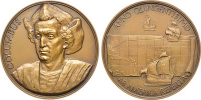 Лот №1284, Медаль 1992 года. В память 500-летия открытия Америки. Christoph Kolumbus.