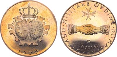 Лот №231,  Мальтийский орден. Великий магистр Анджело де Мохана ди Колонья. 10 грани 1970 года.