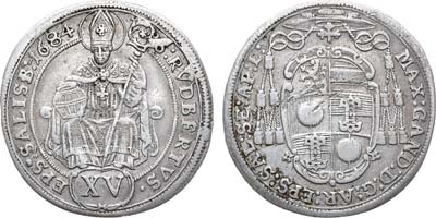 Лот №252,  Священная Римская империя. Австрия. Архиепископство Зальцбург. Архиепископ Максимилиан Гендольф фон Кюнбург. 15 крейцеров 1684 года.