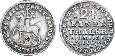 Лот №253,  Священная Римская империя. Графство Штольберг-Штольберг. Графы Йост Кристиан и Кристофер Фредерик. 1/24 талера 1717 года.