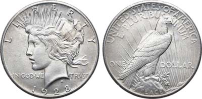 Лот №262,  США. 1 доллар 1928 года. Peace Dollar.