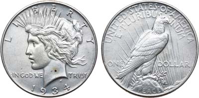 Лот №264,  США. 1 доллар 1934 года. Peace Dollar.