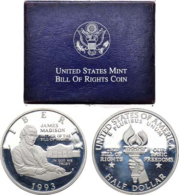 Лот №270,  США. 1/2 доллара (50 центов) 1993 года. Билль о правах, Джеймс Мэдисон.