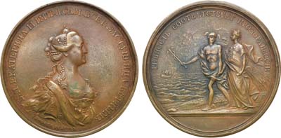 Лот №526, Медаль В память дозволения свободного привоза хлеба из Лифляндии и Эстляндии в Санкт-Петербург. ГАЛЬВАНОКОПИЯ.