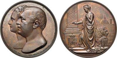 Лот №918, Медаль 1879 года. В память об избрании Павла Павловича и Елены Петровны Демидовых Сан-Донато почетными гражданами Флоренции (8 июня 1879 г.).