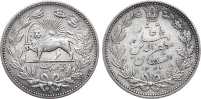 Лот №978,  Иран. Шах Мозафереддин-шах-Каджар. 5-й год правления. 5000 динаров (5 кран) 1902 года. В слабе ННР MS 63.