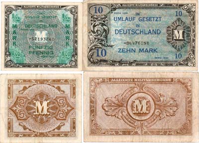 Лот №509,  Сборный лот из 2 оккупационных банкнот Германии 1944 года.
