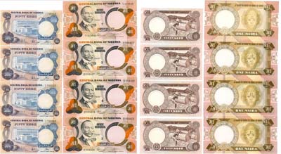 Лот №527,  Нигерия. Сборный лот из 8 банкнот (50 кобо и 1 наира) 1973-1984 гг.
