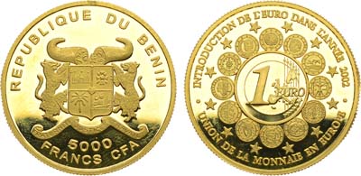Лот №227,  Бенин. Республика. 5000 франков 2002 года. Введение евро.