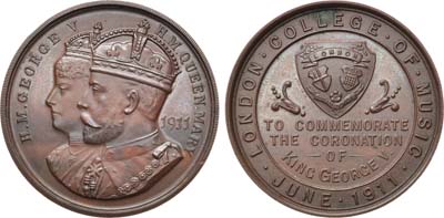 Лот №242,  Великобритания. Король Георг V. Медаль 1911 года. Лондонский музыкальный колледж. Июнь 1911 года.