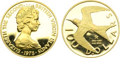 Лот №250,  Британские Виргинские острова. Елизавета II. 100 долларов 1975 года. Королевская крачка.