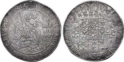 Лот №254,  Германия. Курфюршество Саксония (Альбертинская линия). Курфюрст Иоганн Георг I. Талер 1645 года.