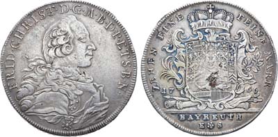 Лот №266,  Германия. Маркграфство Бранденбург-Байройт. Маркграф Фридрих III. Талер 1766 года.