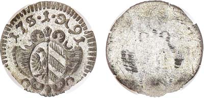 Лот №268,  Германия. Имперский город Нюрнберг. 1 пфенниг 1791 года. В слабе ННР MS 65.