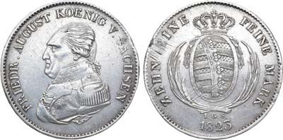 Лот №269,  Германия. Королевство Саксония. Король Фридрих Август I. Талер 1823 года.