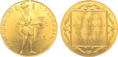 Лот №391,  Королевство Нидерланды. Королева Вильгельмина. Дукат 1921 года.
