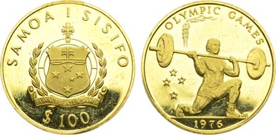 Лот №429,  Самоа. Король Малиетоа Танумафили II. 100 тала 1976 года. XXI Летние Олимпийские игры 1976, Монреаль.