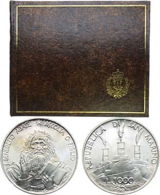 Лот №432,  Сан-Марино. 1000 лир 1980 года. 1500 лет со дня рождения святого Бенедикта.