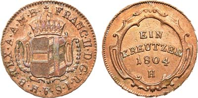 Лот №435,  Священная Римская империя. Австрия. Император Франц II Габсбург. 1 крейцер 1804 года.
