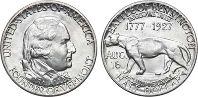 Лот №444,  США. 1/2 доллара (50 центов) 1927 года. 150 лет штату Вермонт.