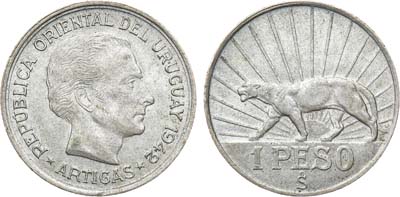 Лот №453,  Уругвай. 1 песо 1942 года.