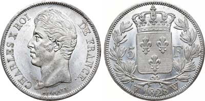 Лот №461,  Королевство Франция. Король Карл X. 5 франков 1828 года.