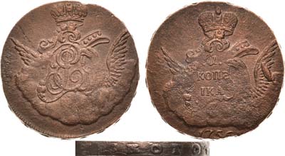 Лот №694, 1 копейка 1756 года. Без букв.