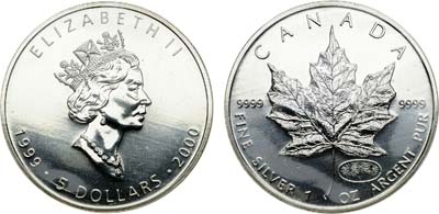 Лот №224,  Канада. 5 долларов 2000 года. Кленовый лист.