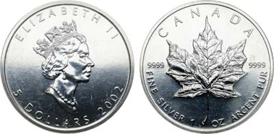 Лот №227,  Канада. 5 долларов 2002 года. Кленовый лист.