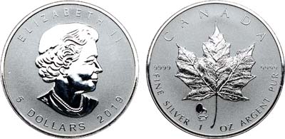 Лот №238,  Канада. 5 долларов 2019 года. Кленовый лист.