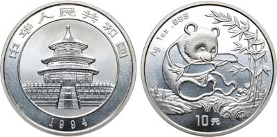 Лот №252,  Китай. Народная республика. 10 юаней 1994 года. Панда.