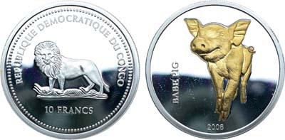 Лот №268,  Демократическая Республика Конго. 10 франков 2006 года. Поросёнок Бэйб.