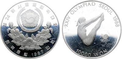 Лот №275,  Республика Корея. Республика. 10000 вон 1988 года. XXIV летние Олимпийские Игры, Сеул 1988 - Прыжки в воду.