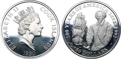 Лот №284,  Острова Кука. 50 долларов 1990 года. Серия 