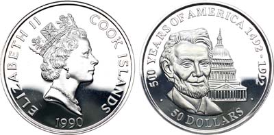 Лот №285,  Острова Кука. 50 долларов 1990 года. Серия 