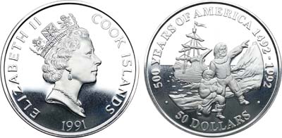 Лот №286,  Острова Кука. 50 долларов 1991 года. Серия 
