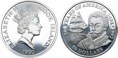 Лот №292,  Острова Кука. 50 долларов 1990 года. Серия 