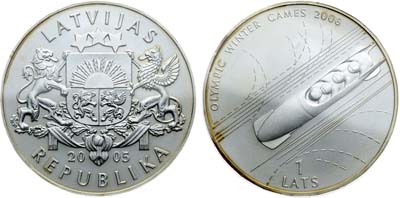Лот №305,  Латвия. Вторая Республика. 1 лат 2006 года. XX зимние Олимпийские Игры, Турин 2006.
