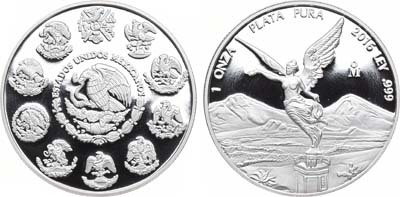 Лот №334,  Мексика. 1 унция 2016 года. Богиня Ника.