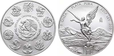 Лот №335,  Мексика. 1 унция 2017 года. Богиня Ника.