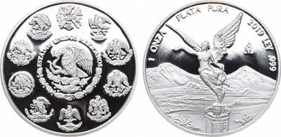 Лот №342,  Мексика. 1 унция 2019 года. Богиня Ника.