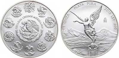 Лот №343,  Мексика. 1 унция 2019 года. Богиня Ника.