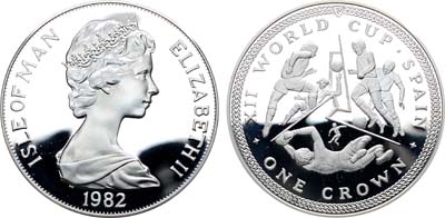 Лот №349,  Остров Мэн. 1 крона 1982 года. Чемпионат мира по футболу в Испании.