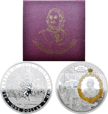 Лот №376,  Ниуэ. Королева Елизавета II. 1 доллар 2015 года. Петр I Великий.