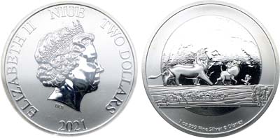 Лот №378,  Ниуэ. Королева Елизавета II. 2 доллара 2021 года. Дисней. Акуна Матата.