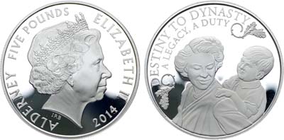Лот №381,  Олдерни. 5 фунтов 2014 года. Судьба династии.
