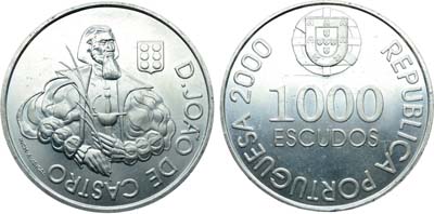 Лот №392,  Португалия. Республика. 1000 эскудо 2000 года. 500 лет со дня рождения Жуана де Каштру.