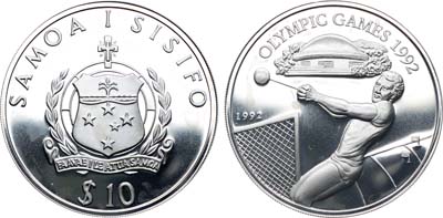 Лот №396,  Самоа и Сисифо. 10 тала 1992 года. XXV летние Олимпийские Игры, Барселона 1992.