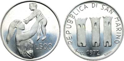 Лот №399,  Сан-Марино. Республика. 500 лир 1972 года. Материнство.